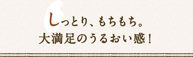 しっとり、もちもち。大満足のうるおい感！