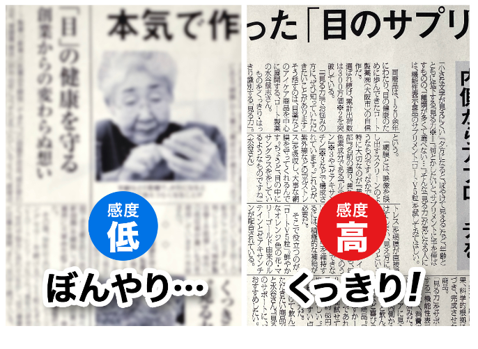 感度が低いとぼんやり…感度が高いとくっきり!