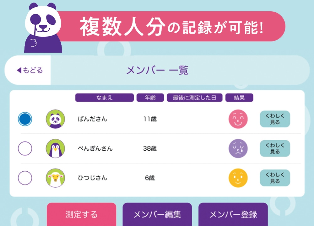 複数人分の記録が可能！