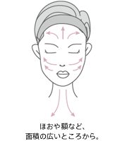 ほおや額など、面積の広いところから。