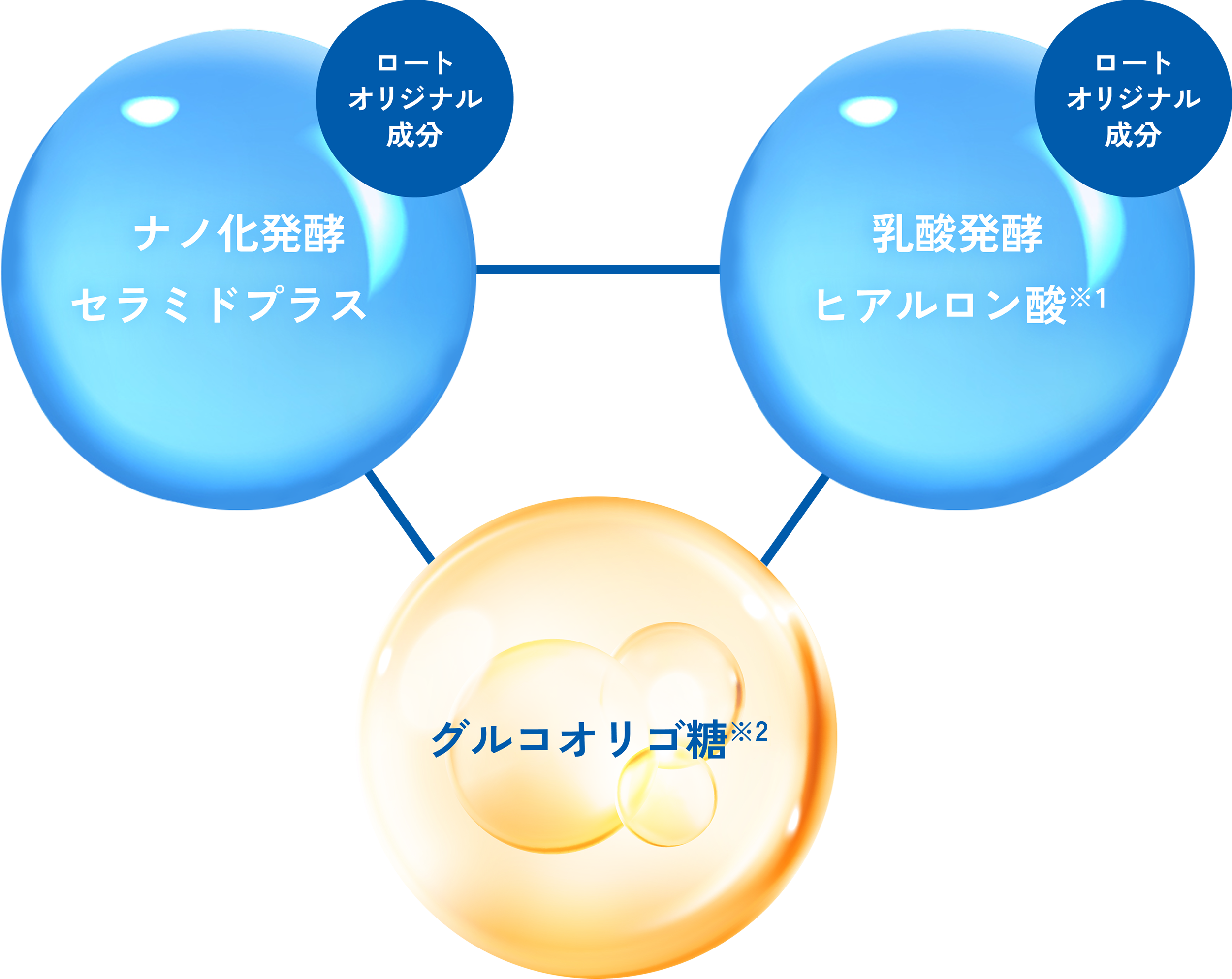 ロートオリジナル成分ナノ化発酵セラミドプラス ロートオリジナル成分乳酸発酵ヒアルロン酸※1グルコオリゴ糖※2