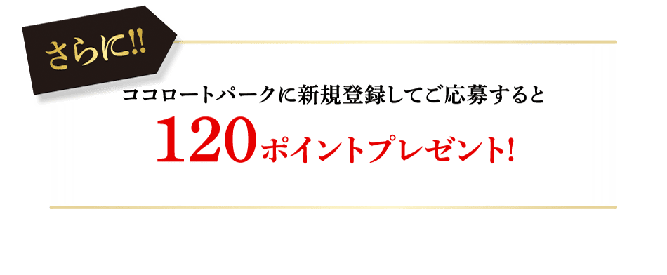 ココロートパークに新規登録してご応募すると120ポイントプレゼント！