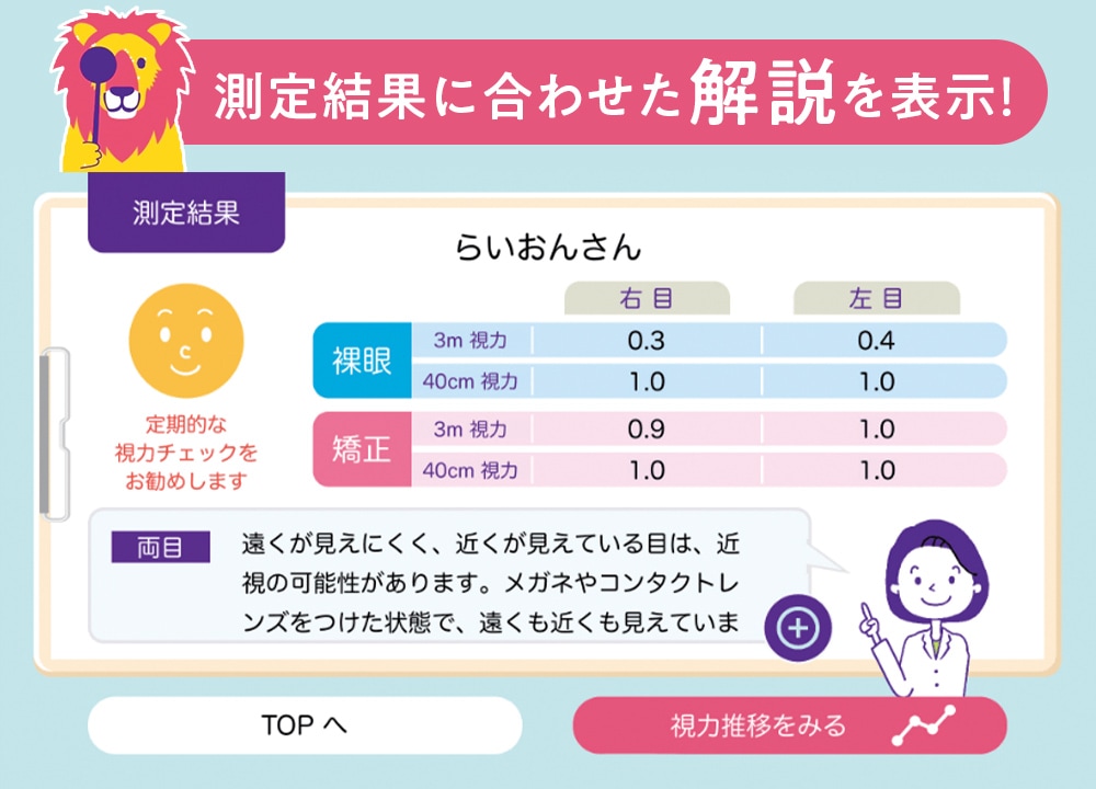 測定結果に合わせた解説を表示！その1