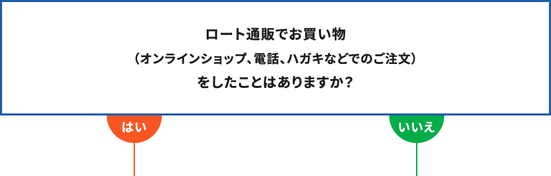 Questionロート通販でお買い物 （オンラインショップ、電話、ハガキなどでのご注文） をしたことはありますか？はいいいえ