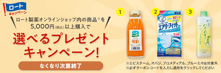 5000円（税込）以上購入でプレゼントがもらえます！