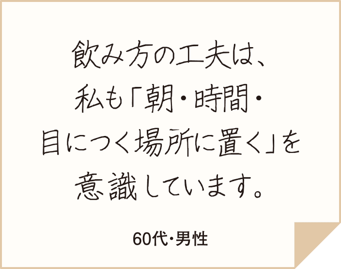 みんなのチャレンジ宣言がとても良かったです。目がくっきり、すっきりされた皆さんが、どんな趣味を楽しんでいるのか参考にさせていただき、新たなチャレンジの候補にします！（50代・女性）