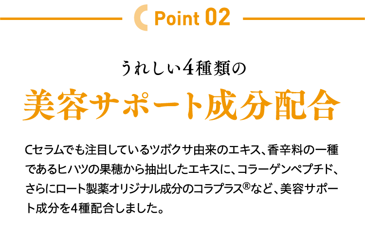 Point 02 うれしい4種類の美容サポート成分配合